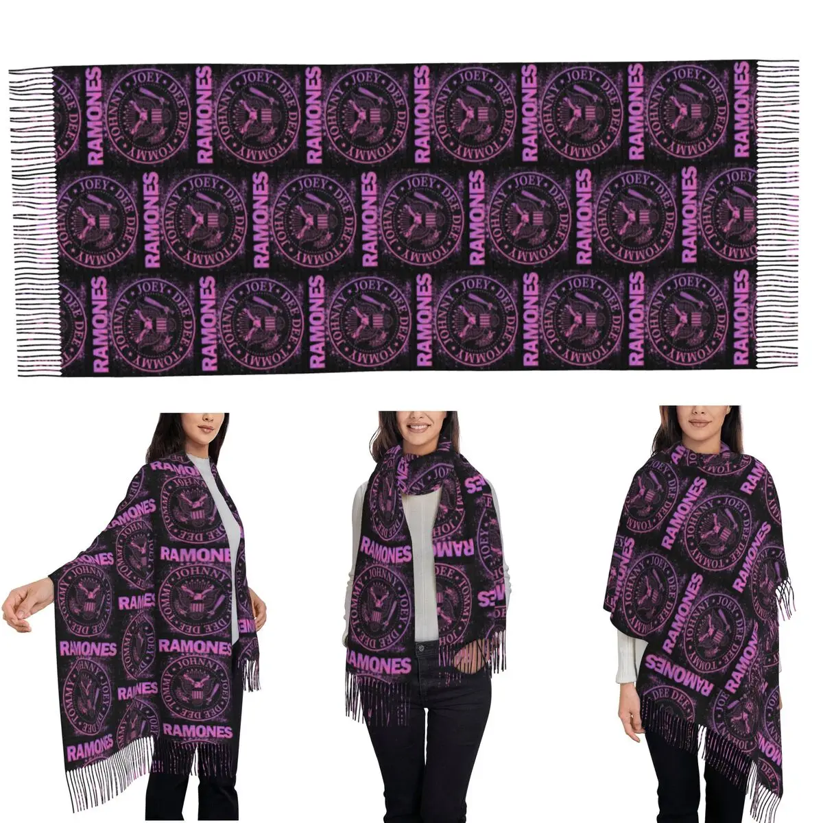 The Ramone Merch Scarf Tassel Scarves for Women Soft Warm Shawls and Wraps Long Fall Winter Shawl Wrap