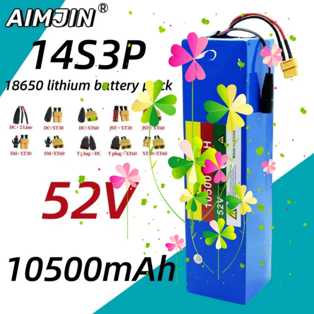 

100% Original 52V 10.5Ah 14s3p Lithium Battery Pack 52v 10500mAh 1000W Citycoco Motorized Scooter Batteries Built in 20A BMS