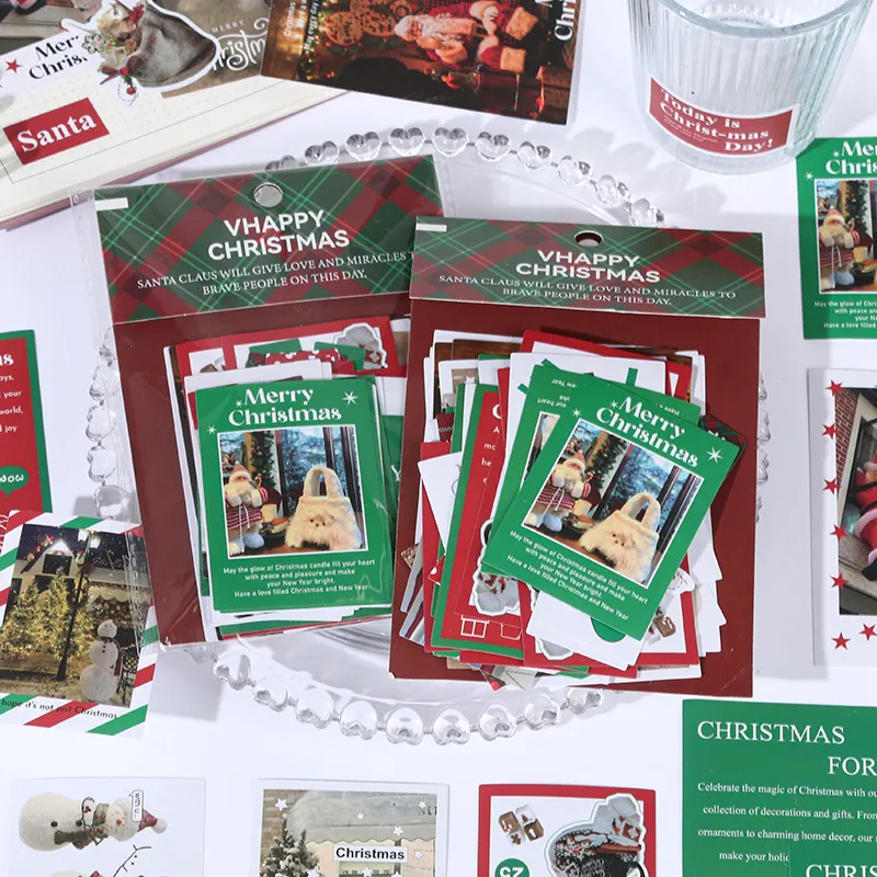 48 قطعة من ملصقات الكتابة على الجدران الرائعة ذات الرسوم المتحركة اللطيفة بأربعة موضوع كبير لتزيين عطلة عيد الميلاد لليد الدراجة