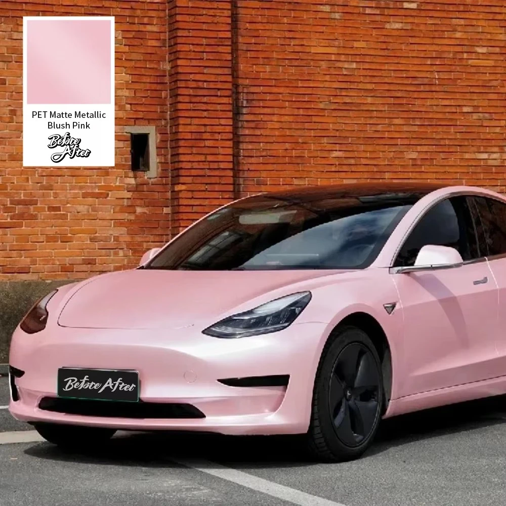 1.52*17meter PET Matte Metallic Blush Pink Satin Metallic Car Body Wrap Sticker Manufactured