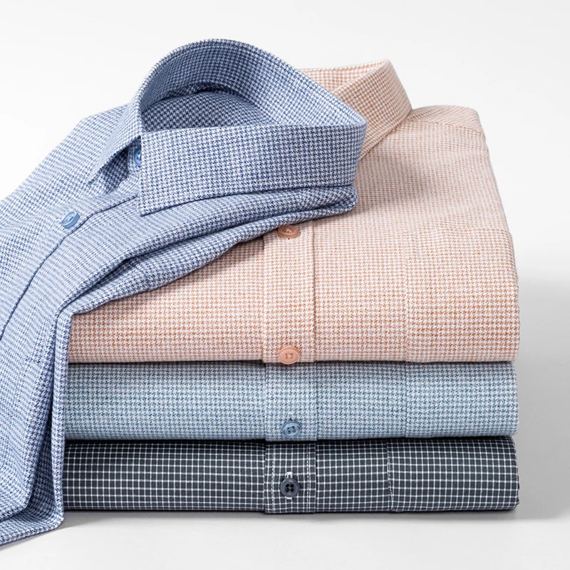 

Men's long-sleeved cotton jersey checked shirt - trendy and versatile for all seasons, perfect for streetwear, of high quality.