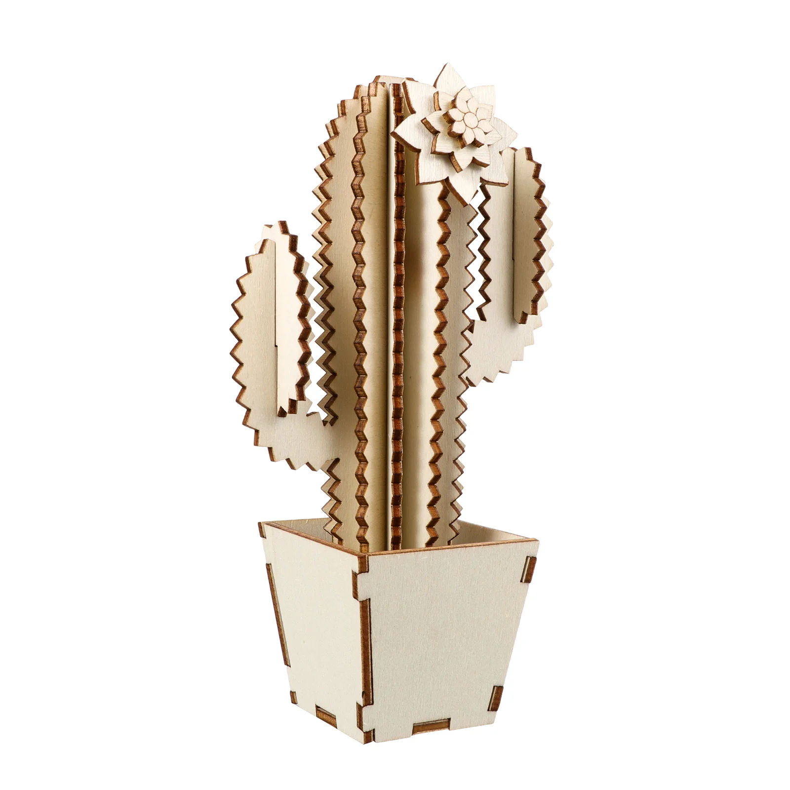 

Wooden Cactus Decor Artificial Plants Home Desk Figurines Succulents Fake Elegant Design Stable Base High Quality Materials Life