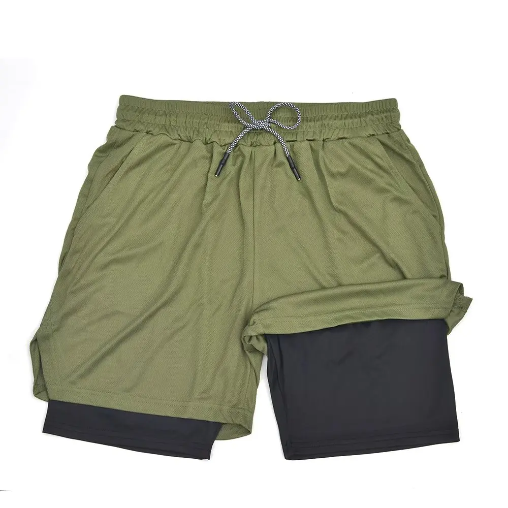 Men Sport Shorts Sportswear Double-deck Running Shorts 2 In 1 Beach Bottoms Summer Gym Fitness Training Jogging Short Pants Men