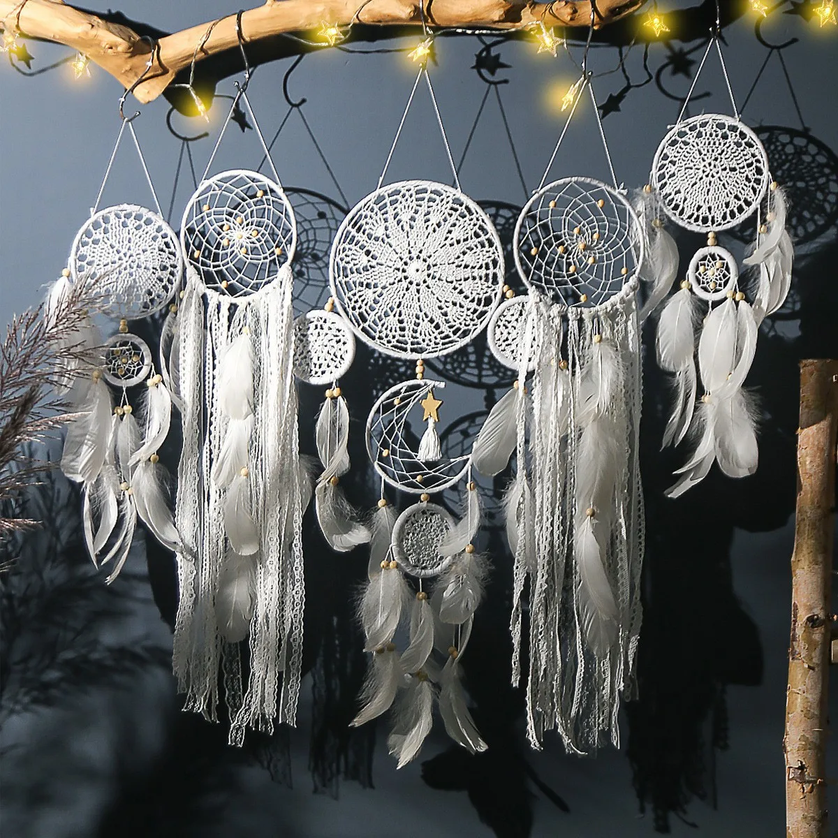 INS Minimalist Handmade Woven Dreamcatcher Five-piece Set, Tapestry Five-piece Set, Tassel Wall Hanging, Home Decoration
