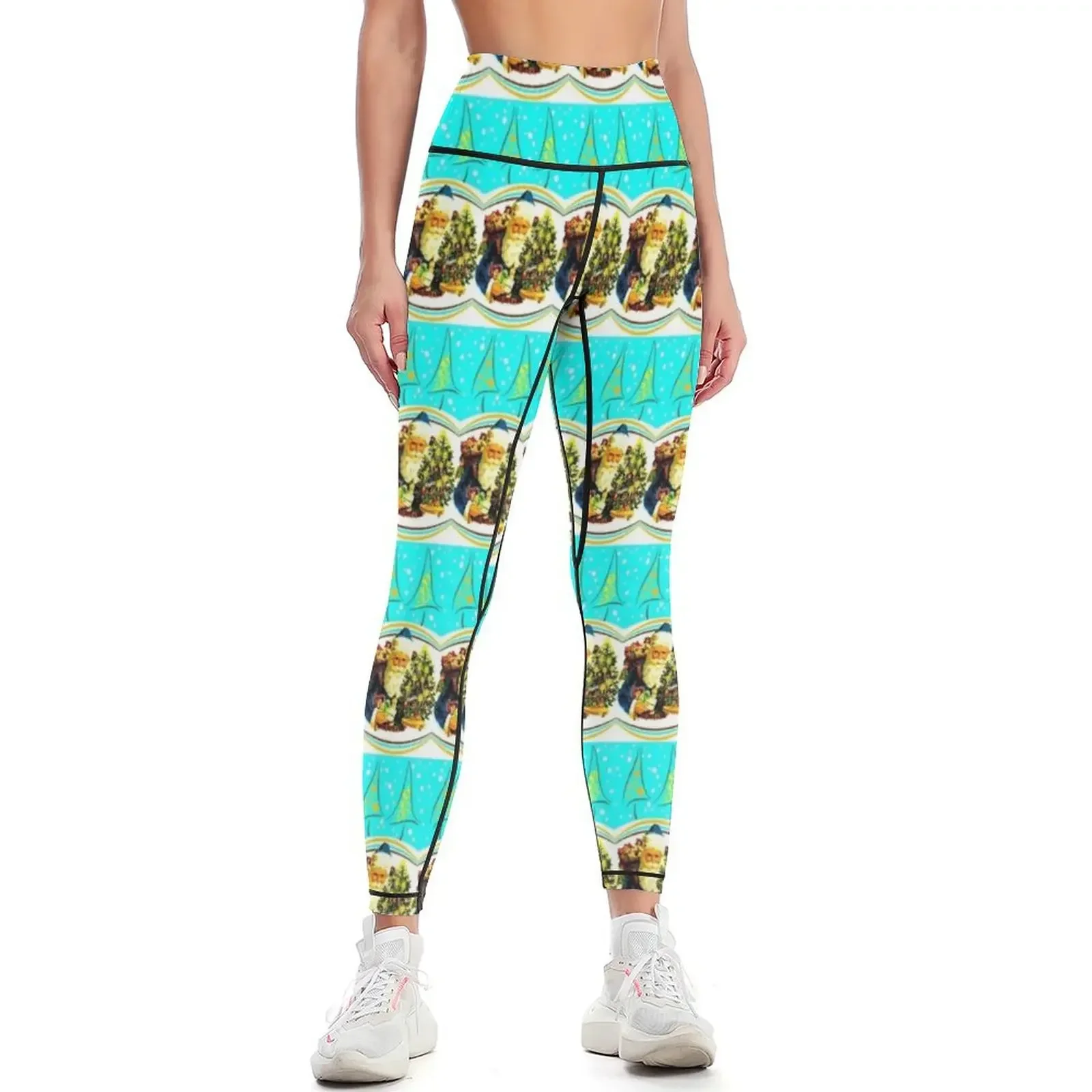 

Santa Claus vintage retro Christmas. Santa Claus Tomte. Leggings sportswear woman gym 2025 Pants sport Womens Leggings
