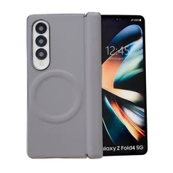 Magsafe Charge Case For Samsung Galaxy Z Fold 6 Fold 5 Hinge Cover Funda For Samsung z fold 4 Hard Shockroof Leather Phone Case