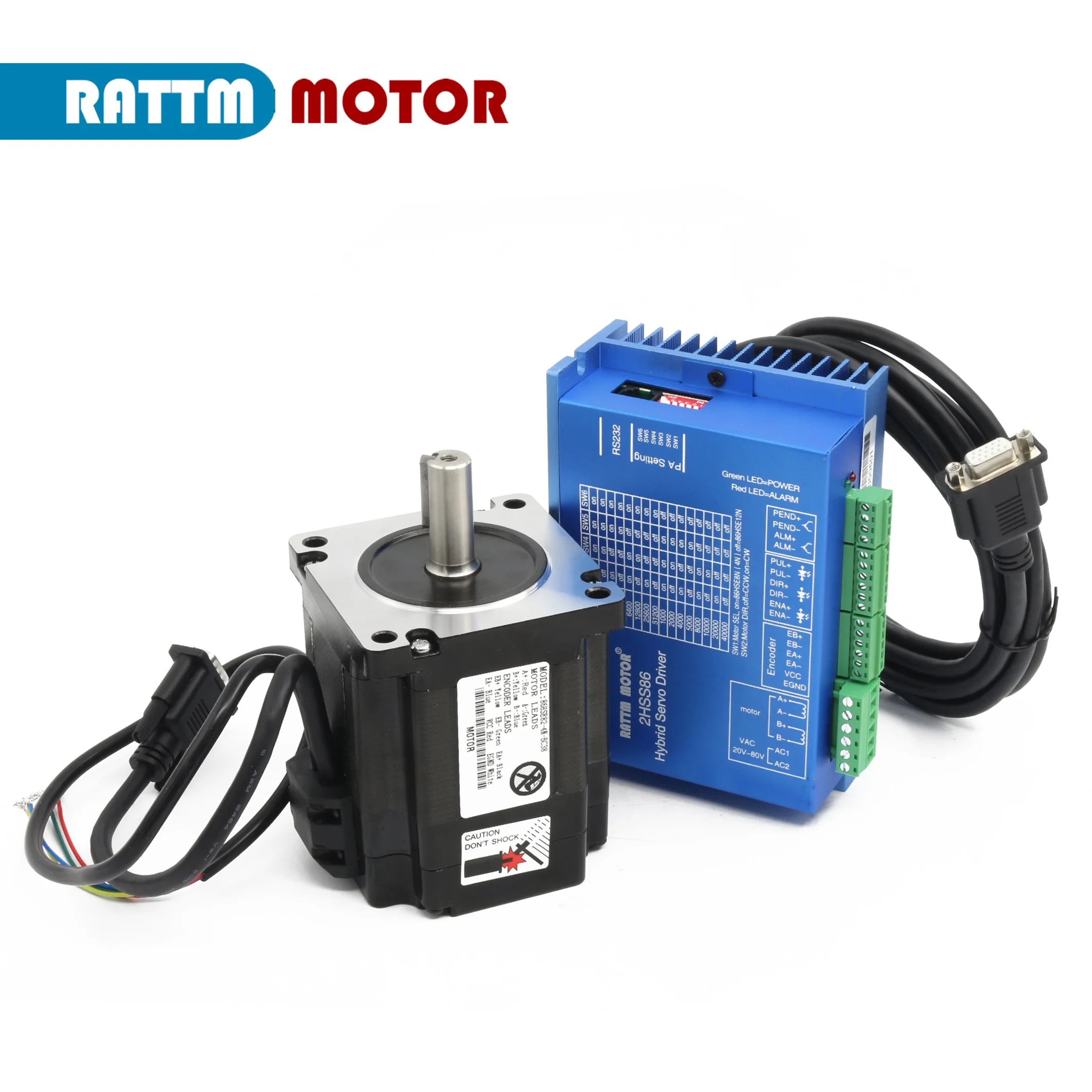 4.5N.m Nema34 Closed Loop Servo Stepper motor 82mm 6A 86HSE82 With 2HSS86 Hybrid Diver For Milling Machine