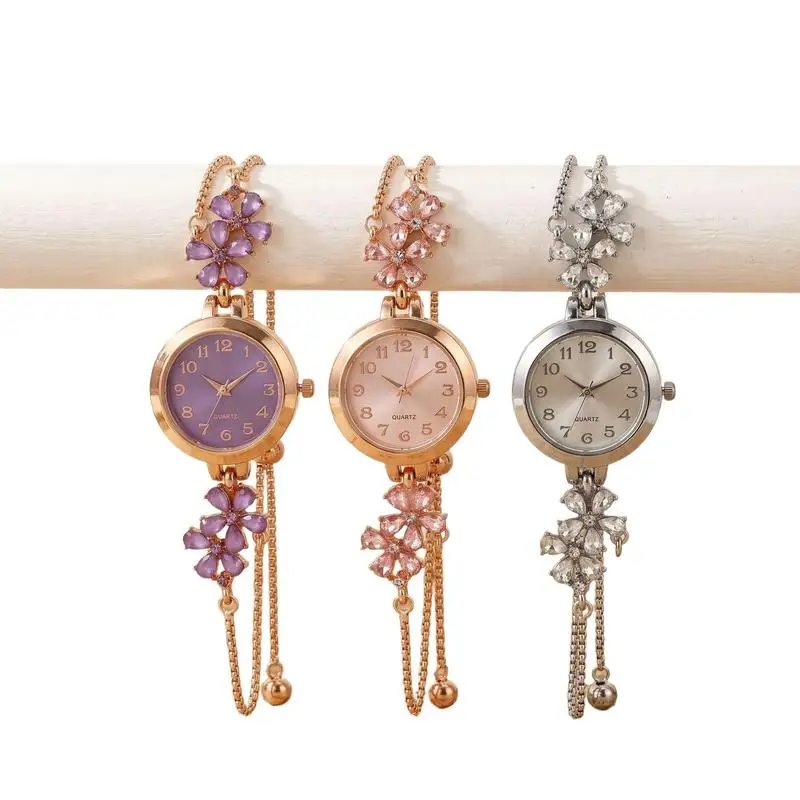Women's Quartz Watch with Floral Design High End Adjustable Fashion Wristwatch for Ladies Students and Daily Wear Versatile