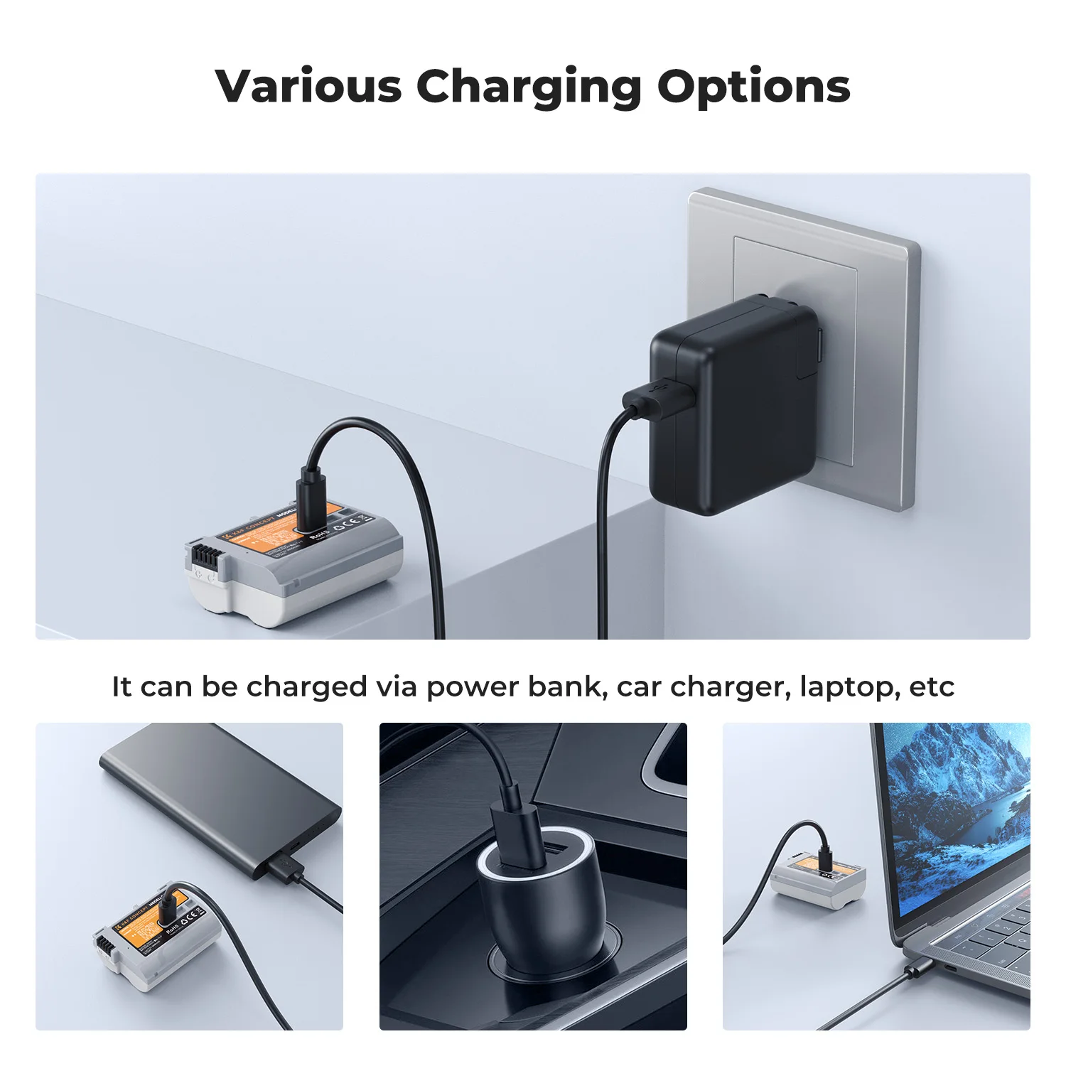 Аккумулятор K&F Concept EN-EL15C емкостью 2600 мАч и быстрой зарядкой Type-C для видеокамер Nikon Z8 Z7II Z 7 Z 6 Z5