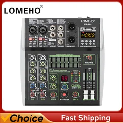 LOMEHO 4 6 Channels Mixing Console 48V 99 DSP Effect Bluetooth Audio Mixer USB PC Play Record Sound Table for Church Home AM-AX4