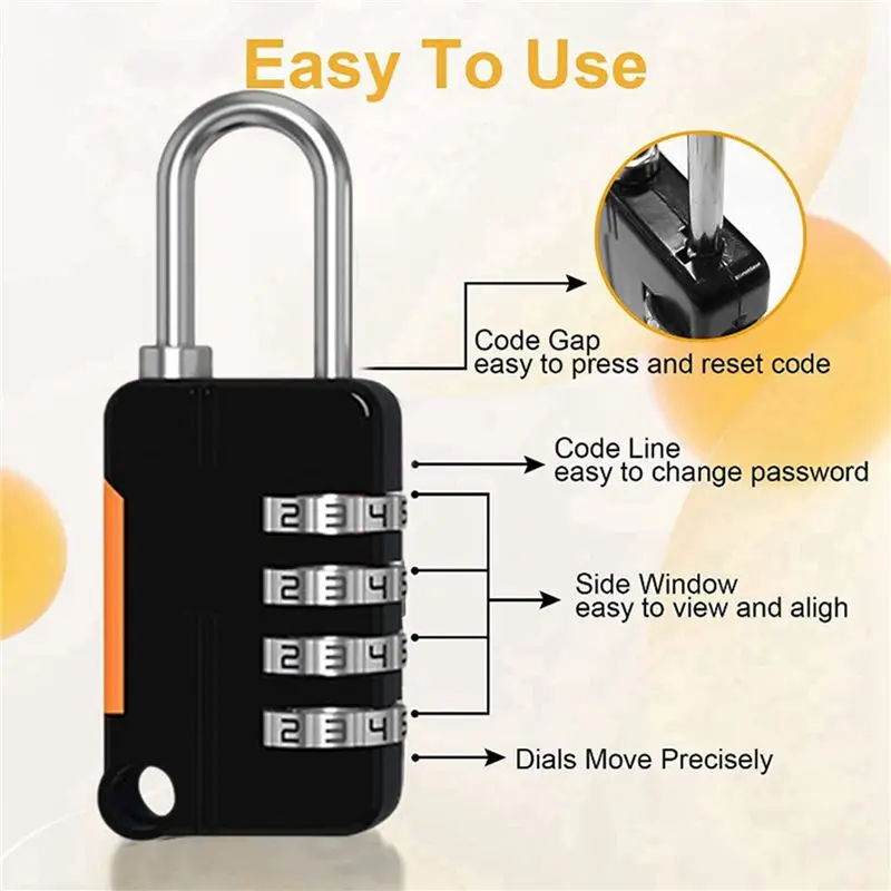 4PCS 4 Digit Number Combination Pad Lock Padlock Outdoor Waterproof Lock Suitcase Luggage Security Coded Lock-B61B