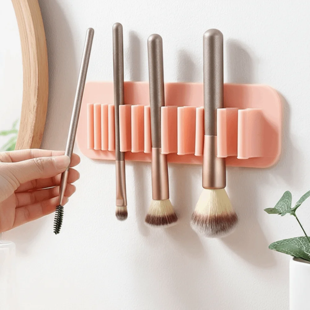 New Soft Silicone Brush Drying Rack Wall Mounted Suction Cup Cosmetic Tools Solid Color Makeup Brush Cleaner for Beauty Station