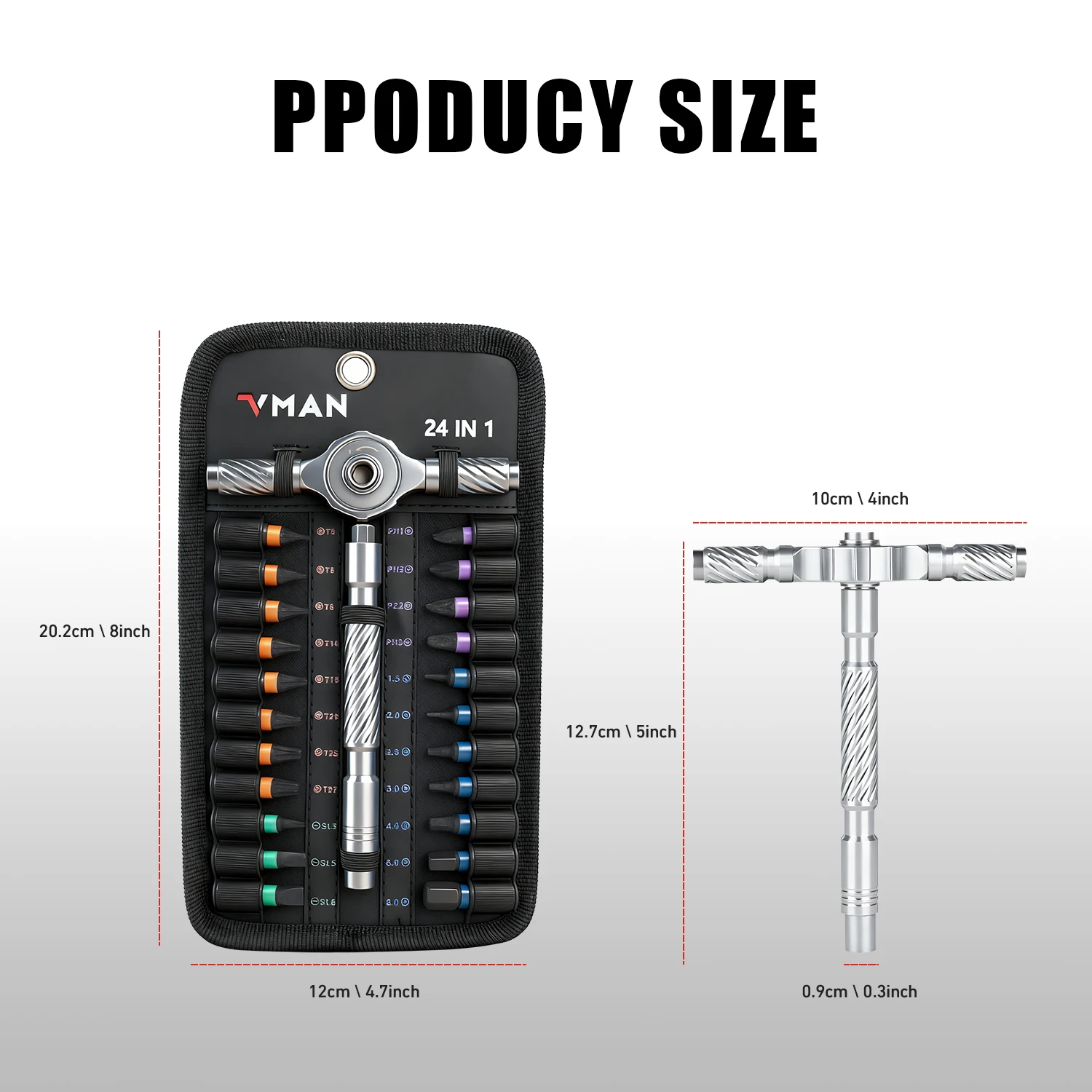 VMAN 24 RS1 Multi-Purpose Ratchet Screwdriver Set 24 in 1 S2 Steel Magnetic Screwdriver Bits Repair Tools Combo Handle