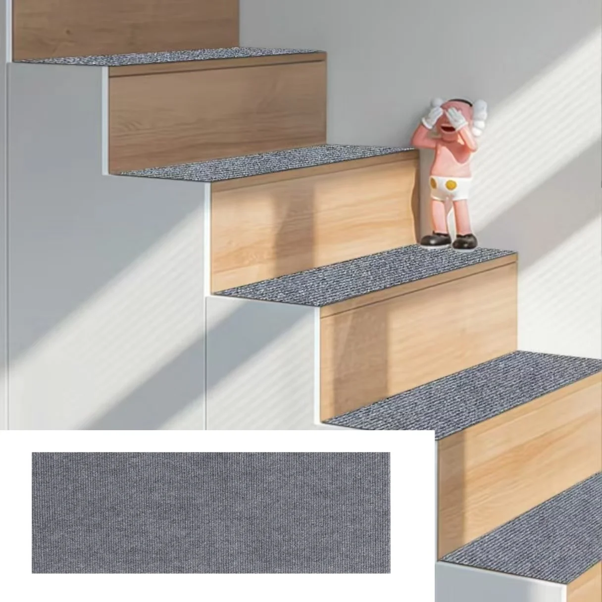 80X20cm Staircase Mat Non-Slip Self-adhesive Stair Tread Carpet Mat Safety Soft Stripe Door Mat Home Decor