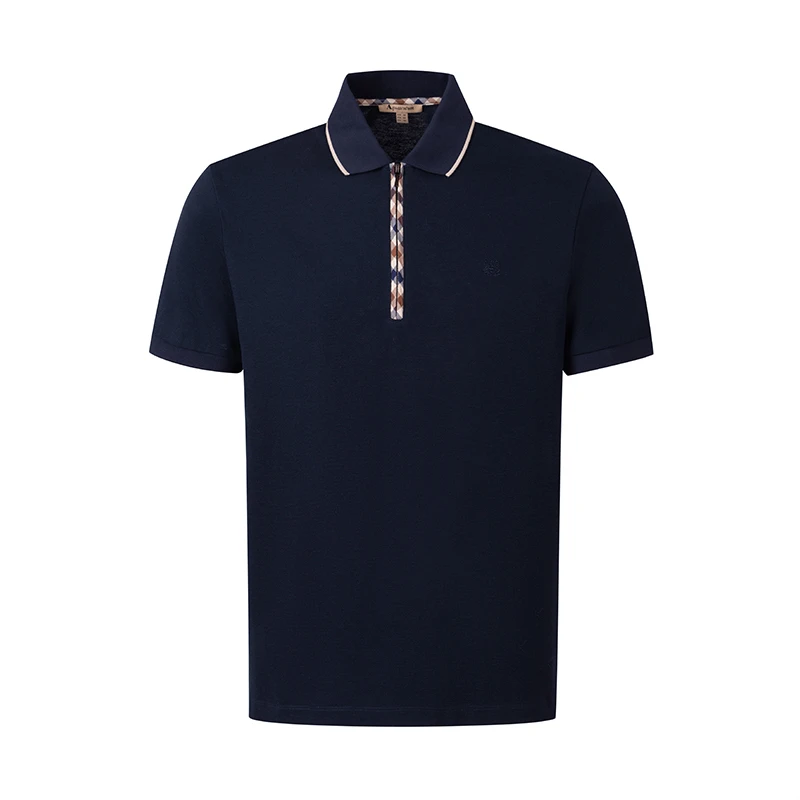

Aquascutum Men's Casual irt Summer Breathable Loose ort Sve Turn-down Collar Faionable Busin Sle T-irt