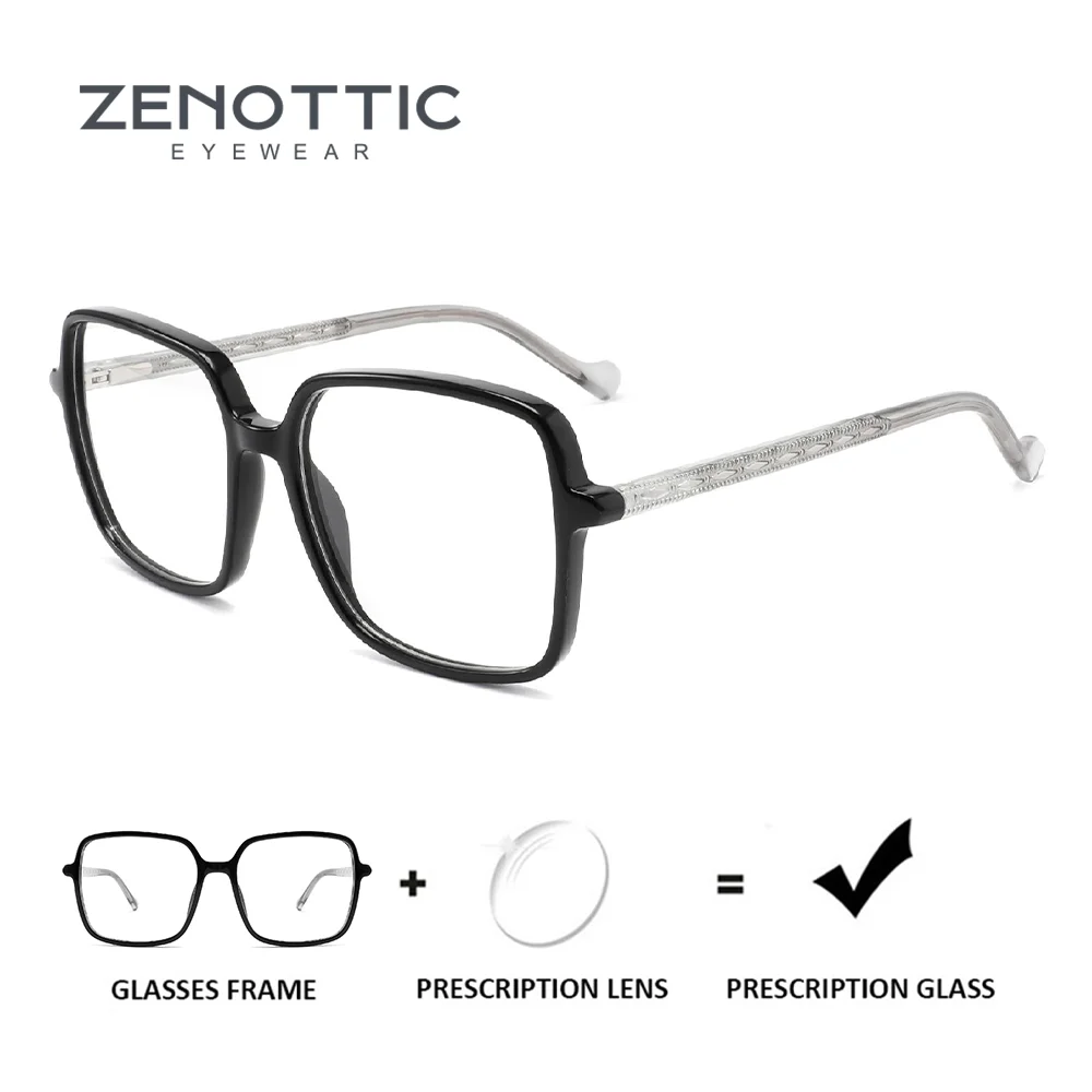 ZENOTTIC Fashion Acetate Polygon Prescription Glasses For Unisex Modish Anti Blue Light Photochromic/Myopia Optical Eyeglasses