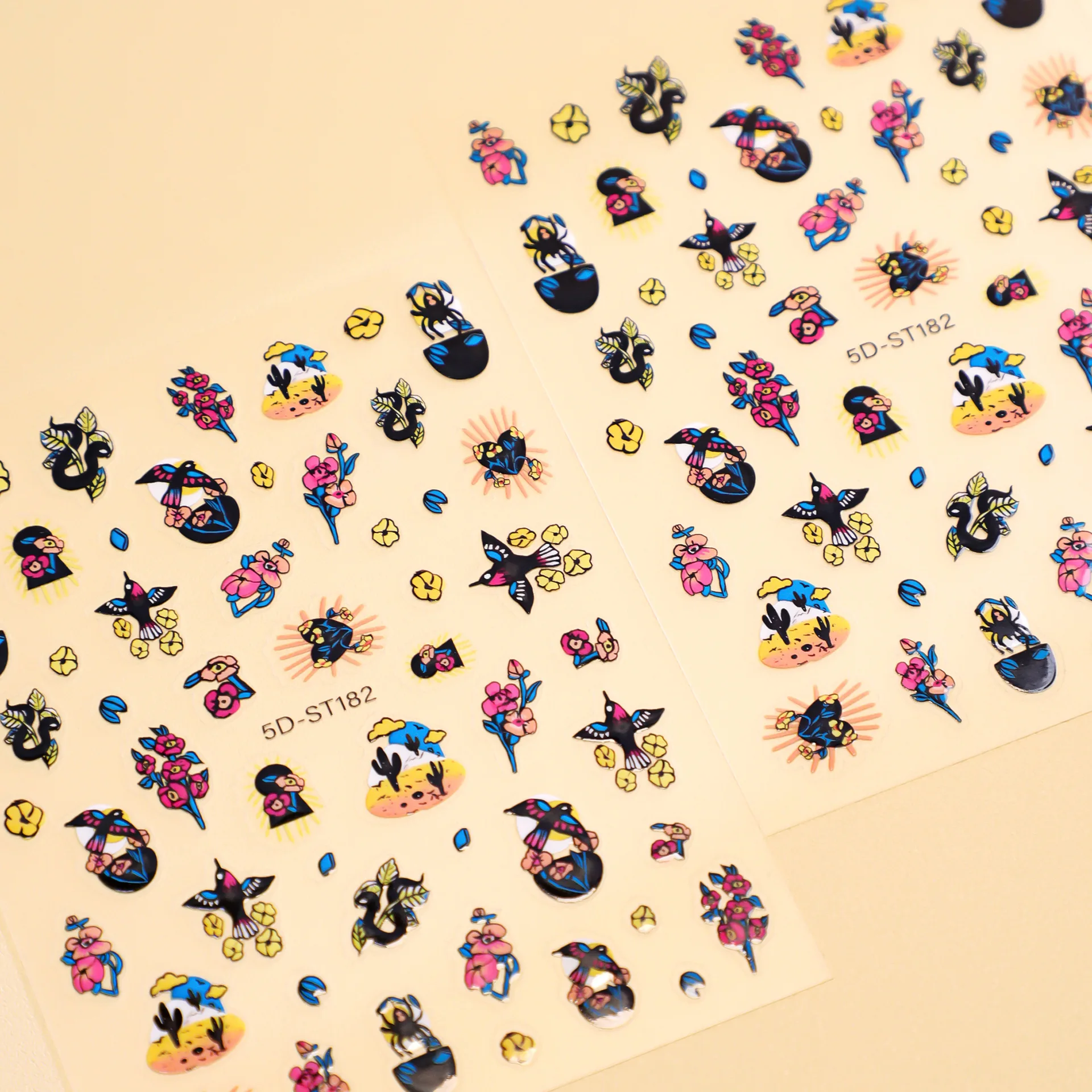 

5D Eagle & Desert Stickers - Tribal Snake/Spider/Flower Decals For Nails, Phone, Camera & Journal (Edgy Boho Style)