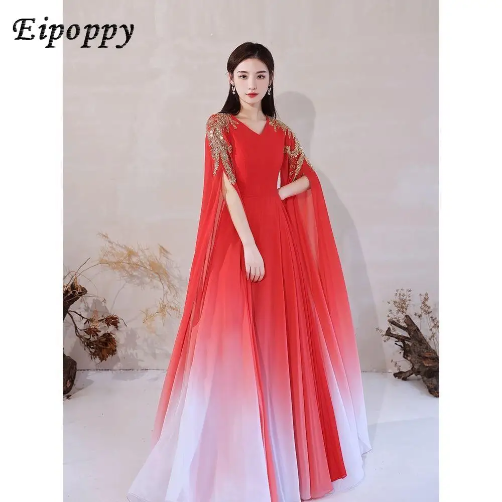 

Chinese Red Long Stage Solo Performance Temperament Slim-Fit Banquet Catwalk Host Formal Dress