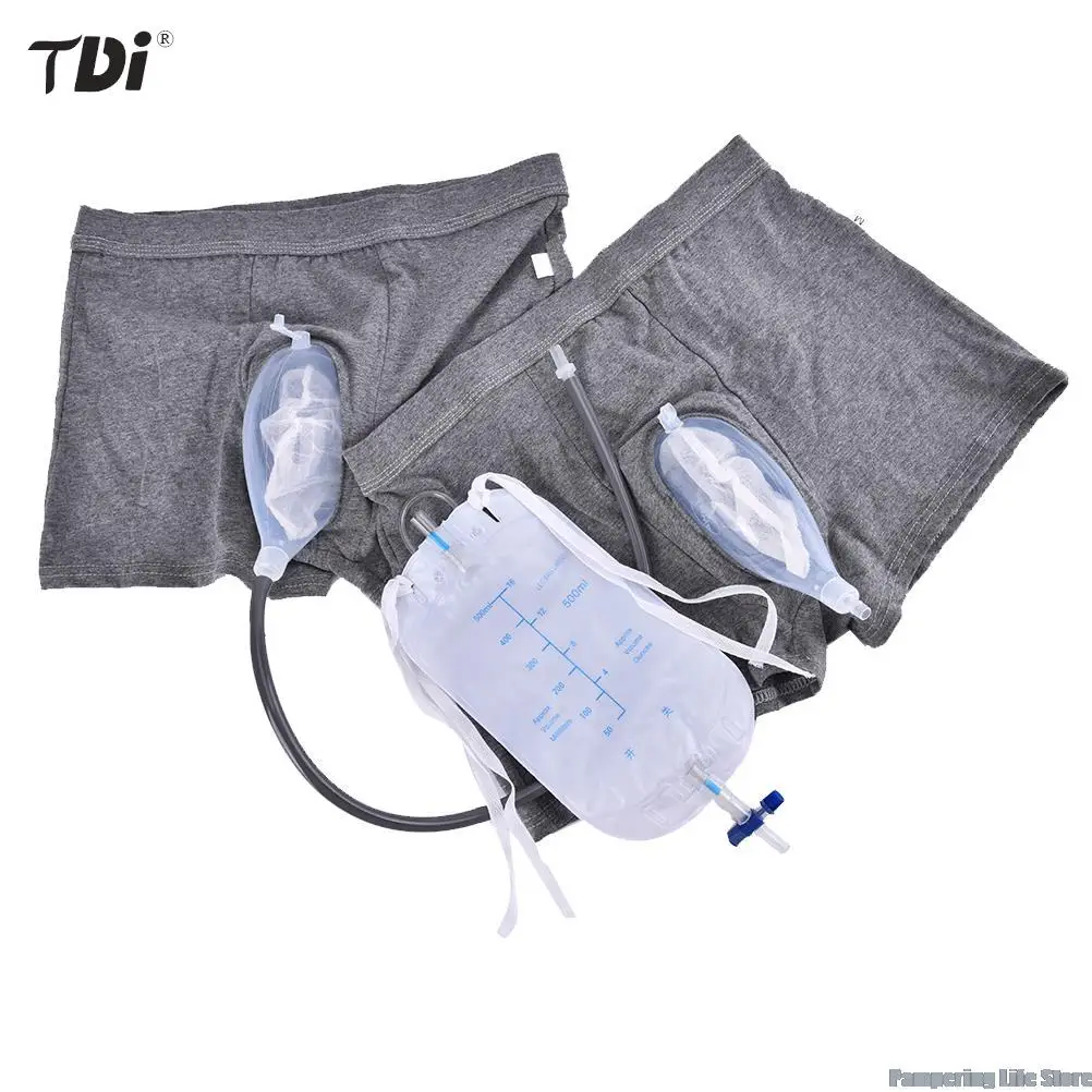 1 Set Shorts Urinal Bag PVC Urine Funnel Pee Holder Collector With Catheter For Old Men Feminine Hygiene Health Care