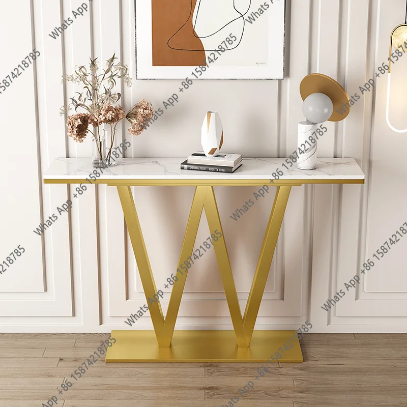 New Chinese marble entrance table, strip table, end view against the wall, light luxury, modern simple corridor entrance entranc