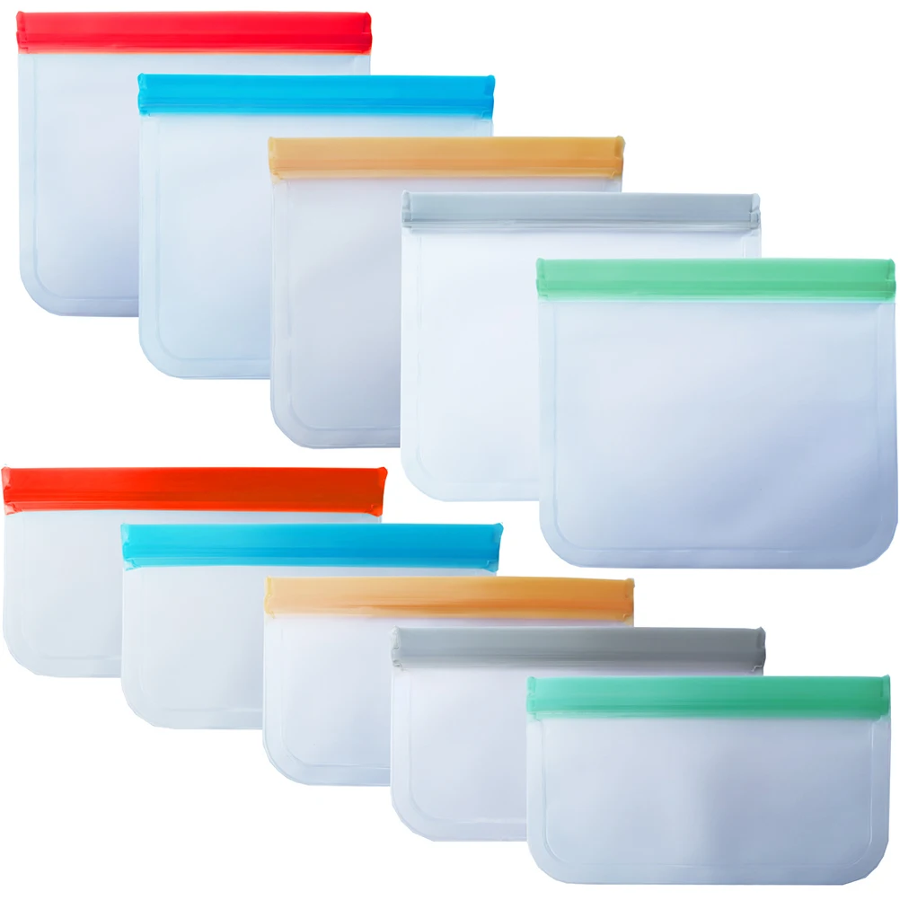 

5pcs PEVA Sealed Food Storage Bags Fresh Keeping Refrigerator Use Eco Friendly Snack Vegetable Fruit Container Leak