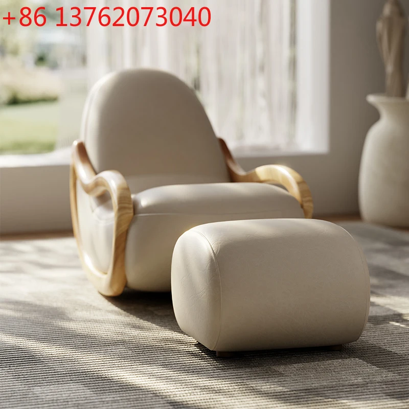 

Light luxury art solid wood single rocking chair balcony leisure sofa chair