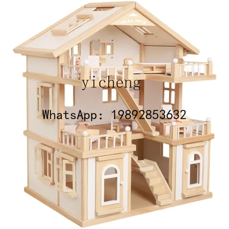 AF Simulação infantil Villa House Play House Toy Castelo de princesa de menina de madeira