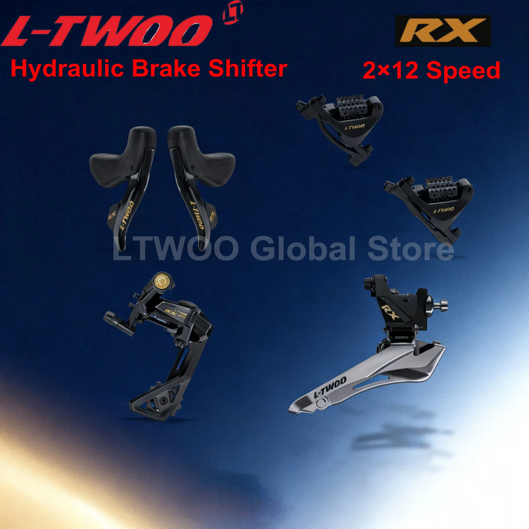 

LTWOO RX 2x12speed road Hydraulic Disc Brake Groupest, L/R Shift Lever+F/R Derailleur +F/R Brake caliper