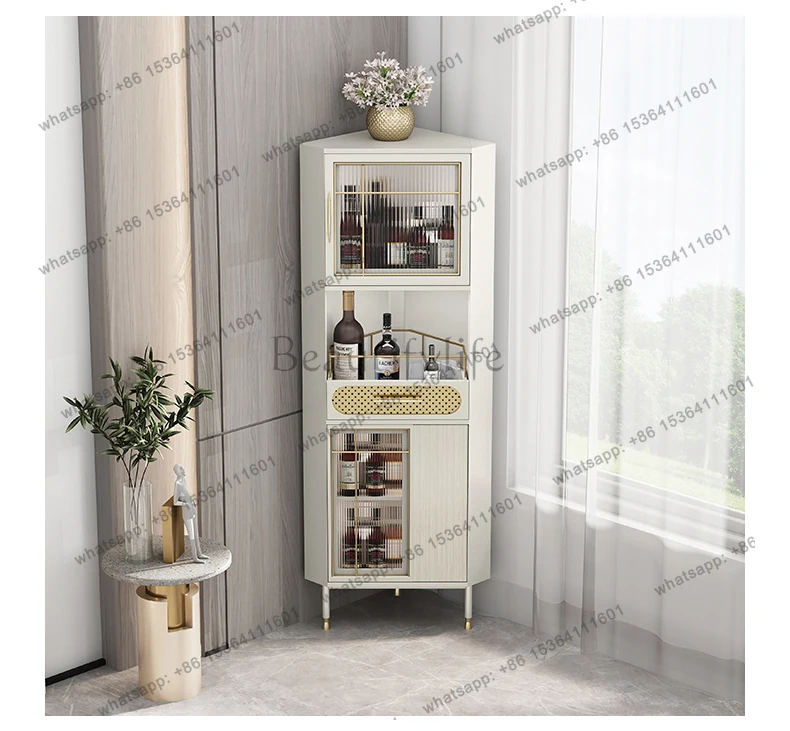 bedroom solid wood corner locker living room sensor light fan wine cabinet corner cabinet