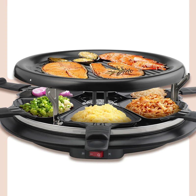 220V/900W Electric Round Barbecue Machine Grilled Cheese Corn Pan Barbecue Machine Double Layer Korean Cuisine Barbecue Grill