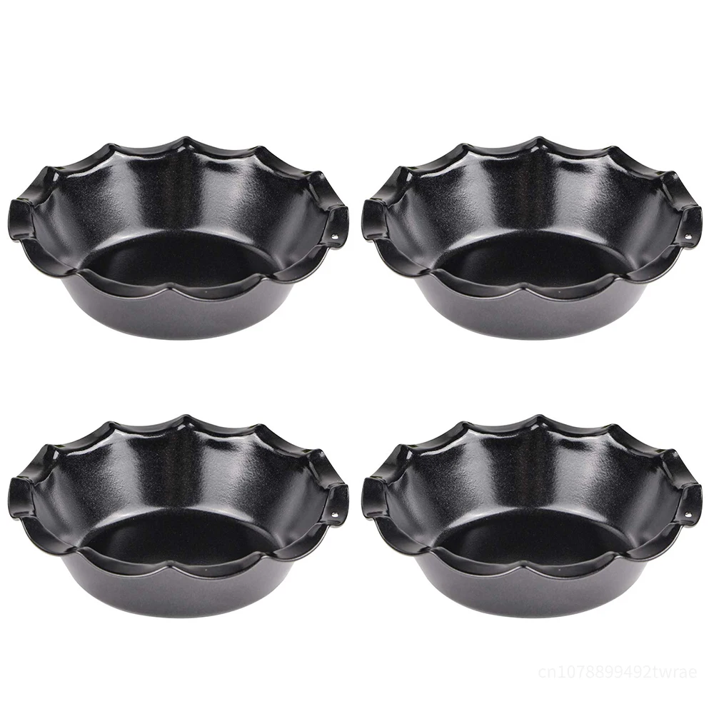 

5 Inch Mini Pie Pans 4 Packs Carbon Steel Reusable Nonstick Small Pie Plate Baking 8oz Ruffled Edge Individual Round Bakeware