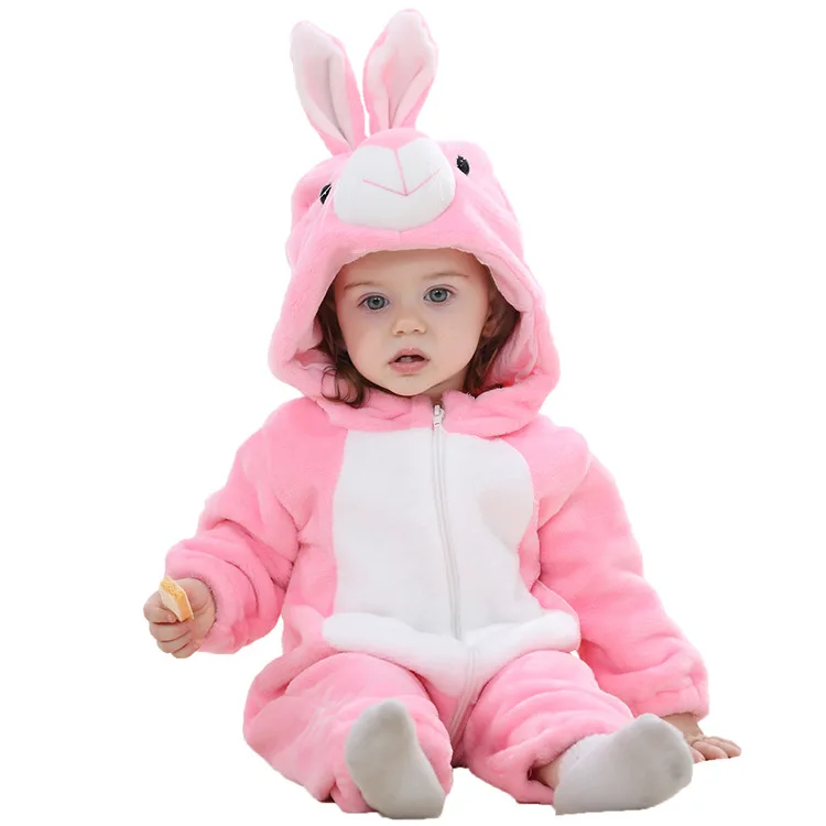Baby Onesie Cartoon Tiger Dinosaur Jumpsuit 2025 Autumn Fashion Newborn Clothes Flannel Clothes