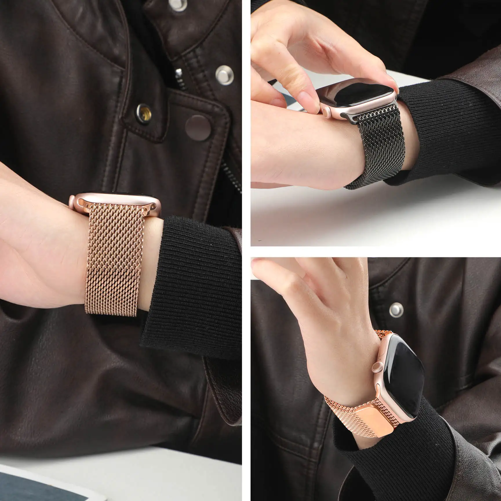 حزام حلقة ميلانو مغناطيسي سميك لساعة أبل الترا 3 2 العصابات 49 مللي متر 44 مللي متر 40 مللي متر 41 مللي متر 45 مللي متر 46 مللي متر سوار iWatch 6789 10 11 SE 3