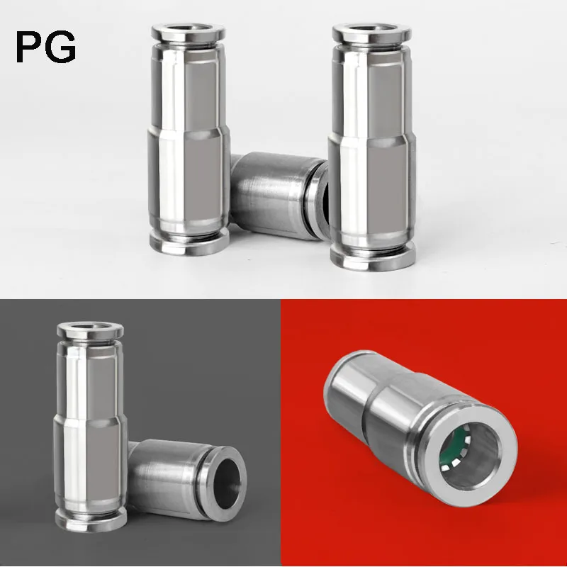 PU PG Pneumatic Connector 304 Stainless Steel 4/6/8/10/12/14/16mm Outer Diameter Quick Connector Air Fitting Plumbing