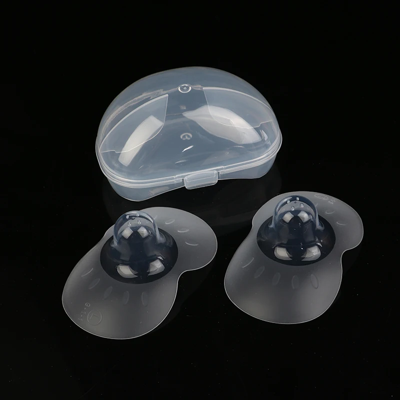 2pcs Silicone Nipple Protectors Feeding Mothers Nipple Shields Protection Cover Breastfeeding with Clear Carrying Case