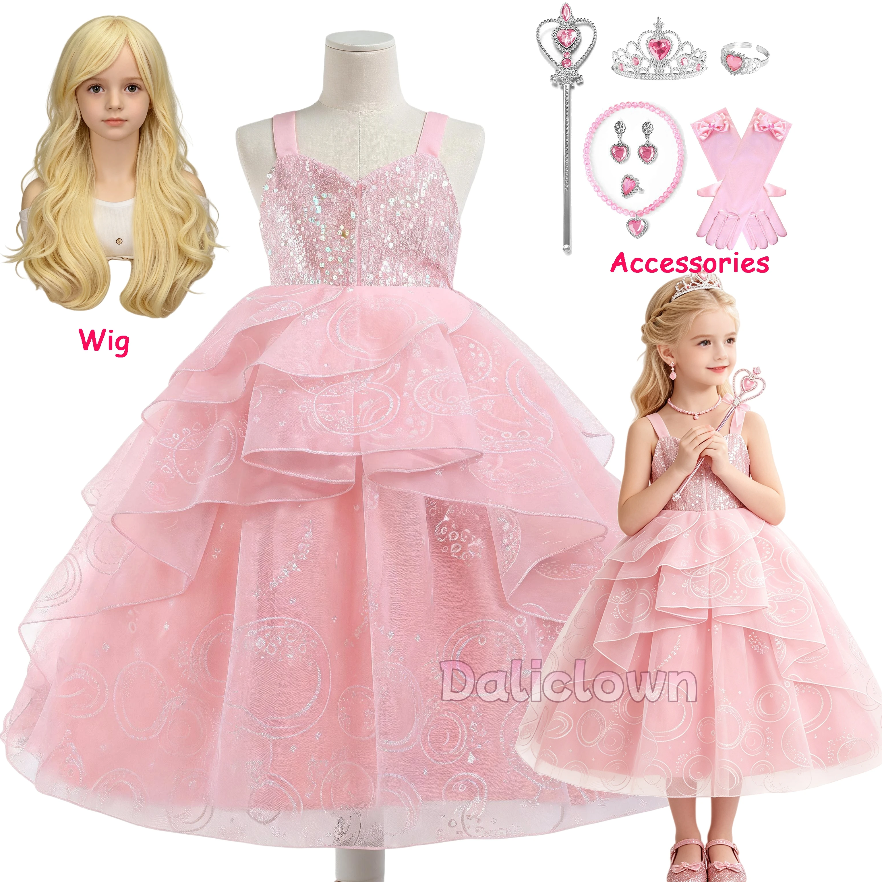Philodendron Pink Princess - Mädchen Glinda Cosplay Rosa Hexenkleid Wicked
