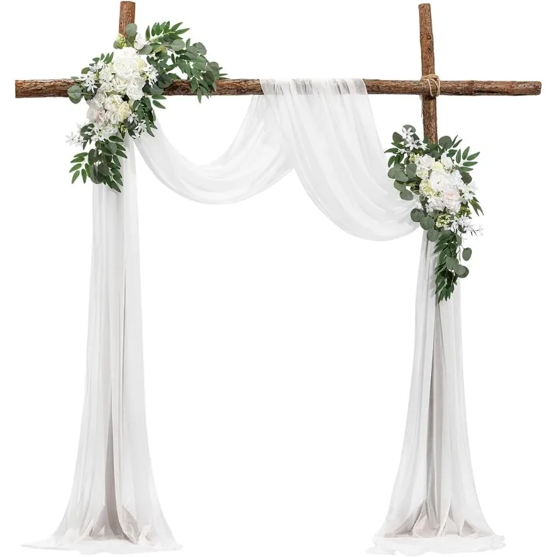 

Artificial Wedding Arch Flowers Kit, White Wedding Arch Flowers with Drapes Kit (Pack of 3) - 2 Pcs Floral Arrangement, 1 Pcs