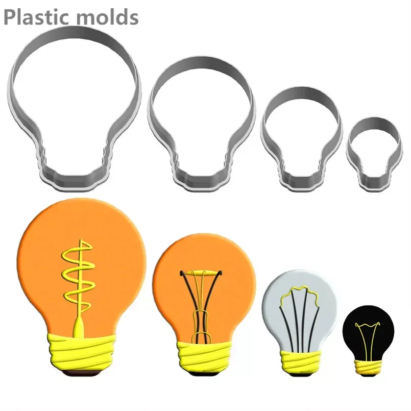 Four Specifications Cartoon Lighting Fixtures Light Bulb,Plastic Mold,Cake Fondant Tools,Cookie Sushi and Fruits Cutters