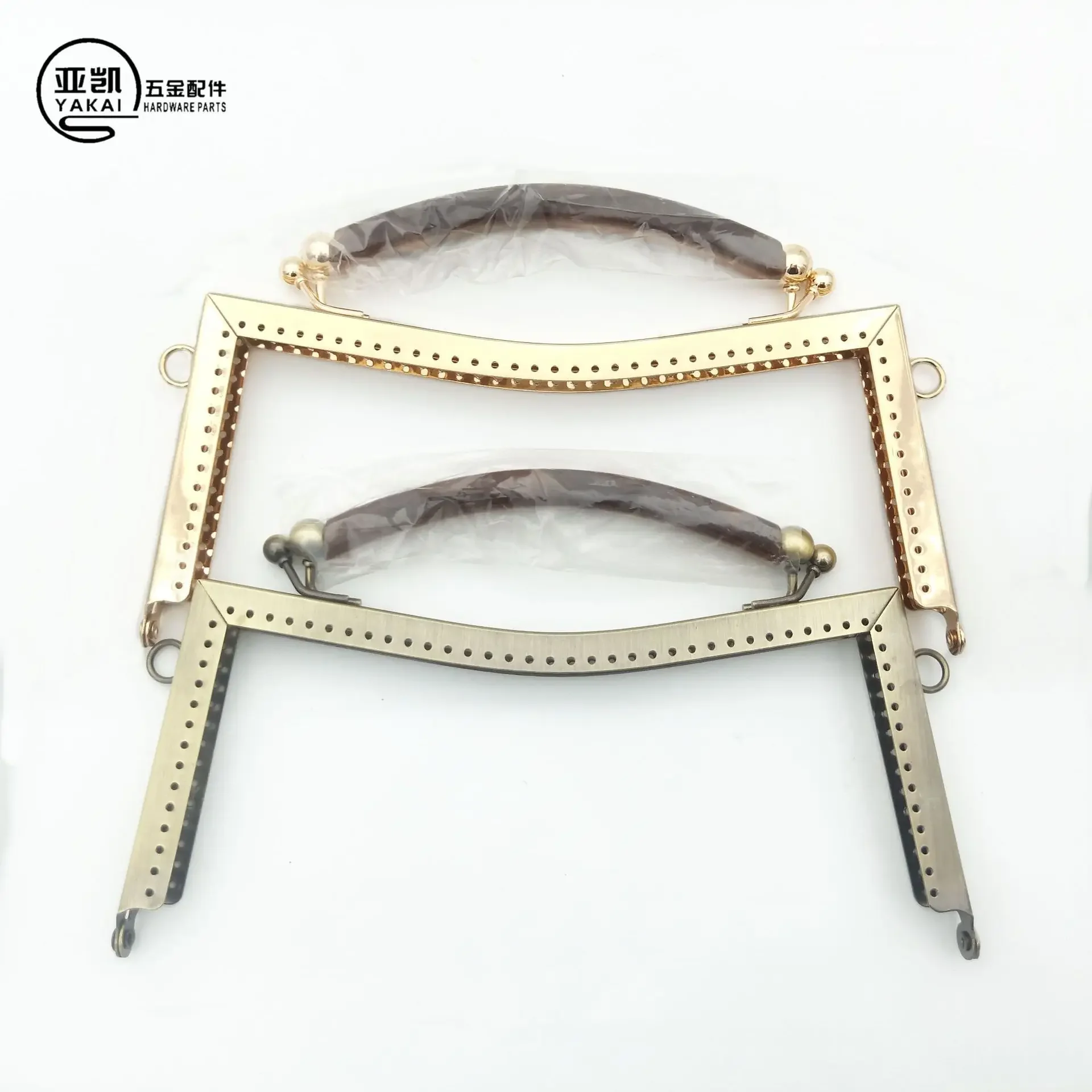 High Quality 20.5CM Concave Smooth Metal Clasp Sewing DIY Handmade Clutch Frame For Bags With Silicone Handles Purse Accessories