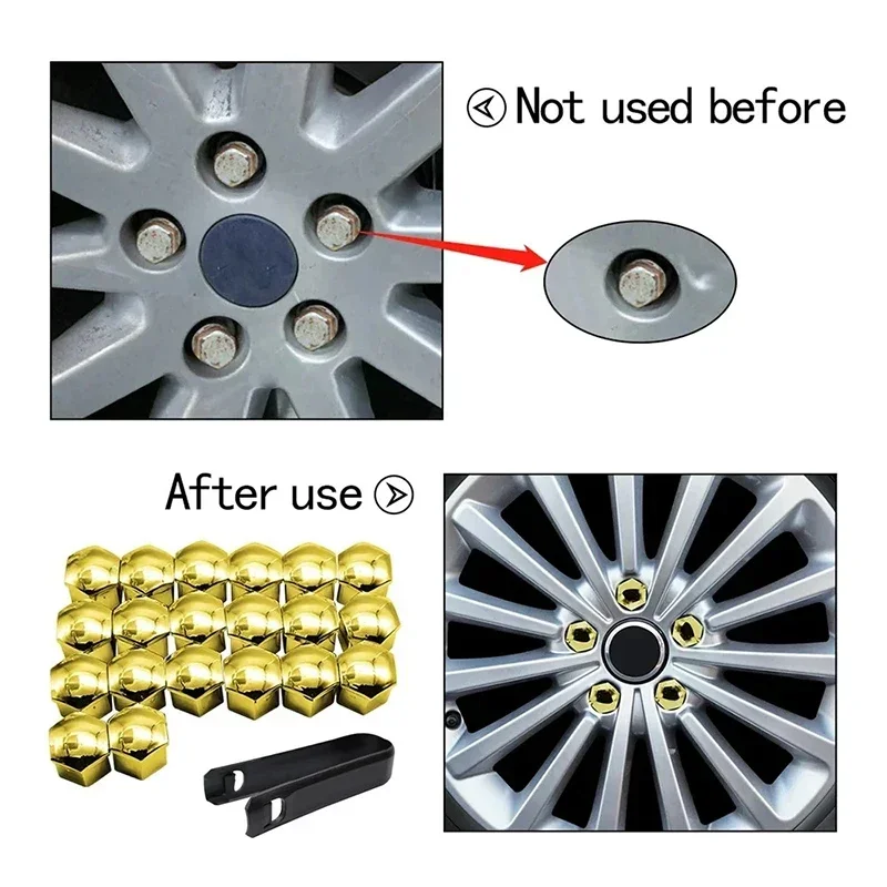

20x Universal Car Wheel Nut Caps Protection Covers Caps 17mm ust-proof Wheel Bolt Caps for Car, SUV, Truck Exterior Decoration