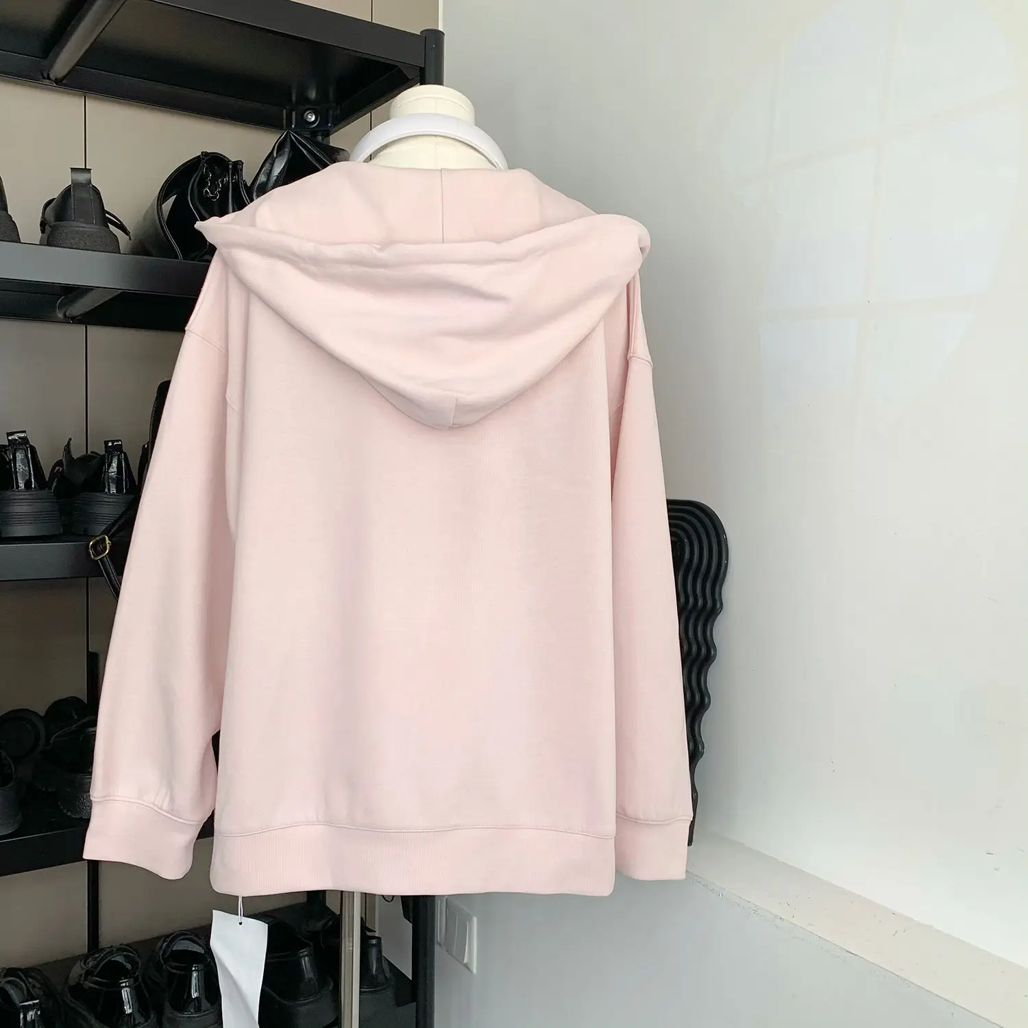 Pink Korean-style Harajuku Cute Hoodie Casual Fashion Hooded Sports Sweatshirt Basic Zipper Loose Sweet Drawstring Tops