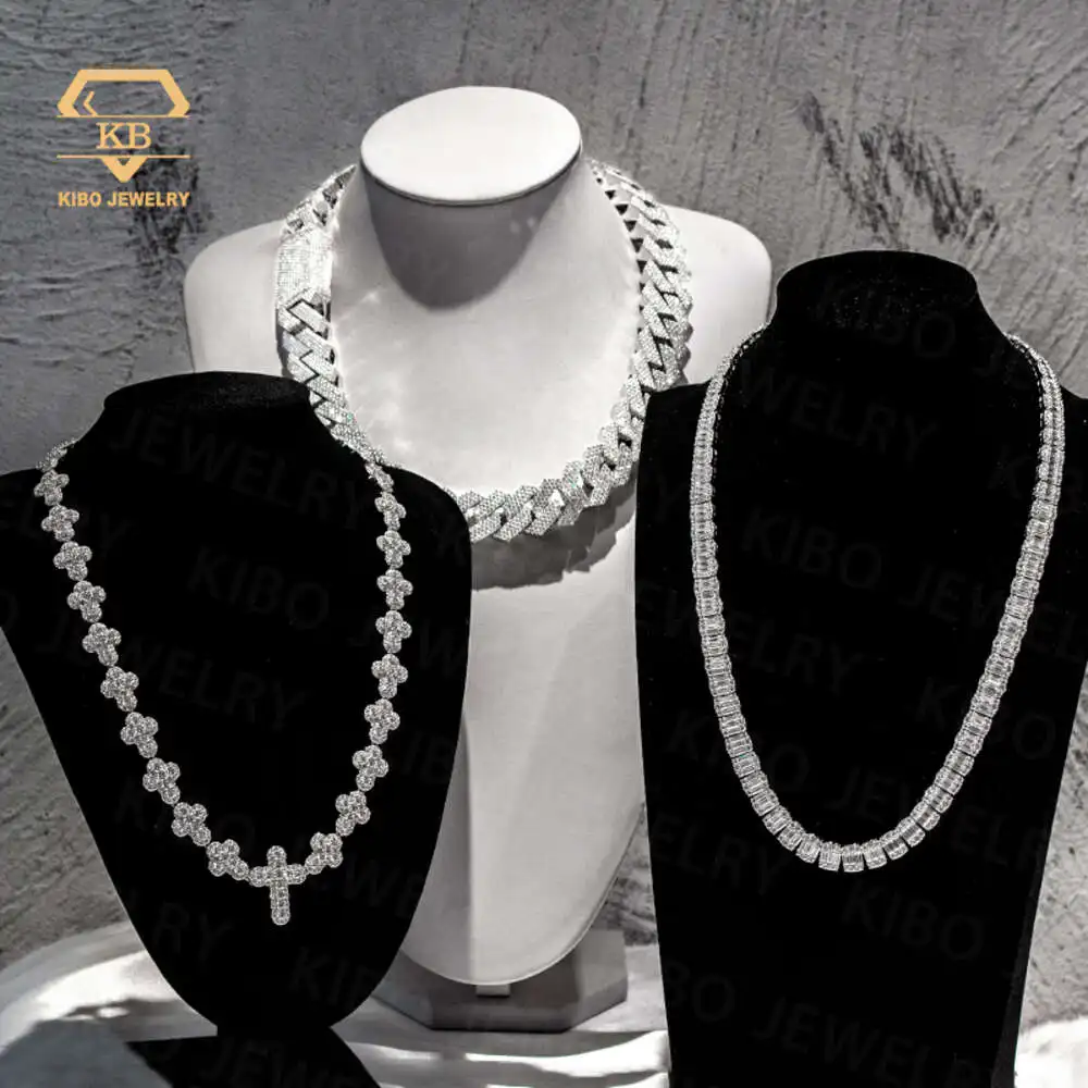 Luxury Hip Hop Miami Cuban Link 20mm Thickness Solid 925 Silver Lab Diamond Vvs Moissanite Cuban Link Chain.