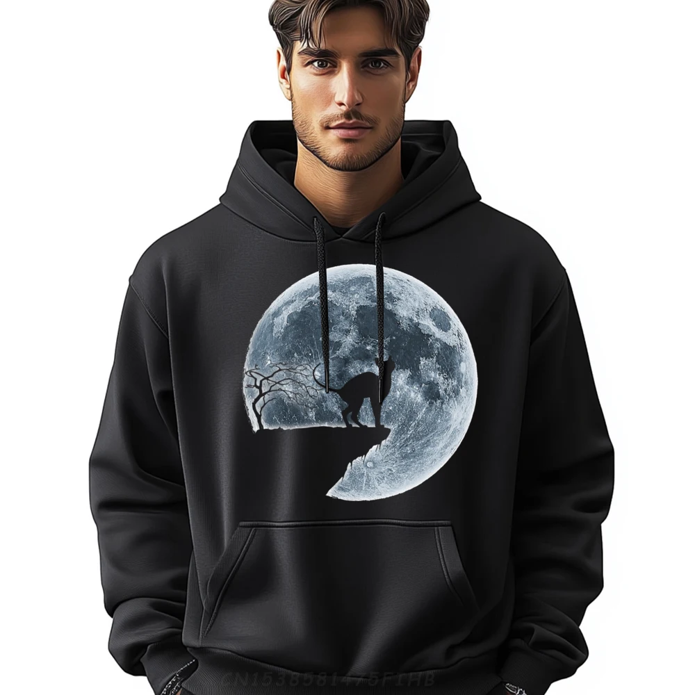 Sphynx Cat Halloween Costume Moon Silhouette Brand Clothing Mens Hoodie Design Christmas Sweater