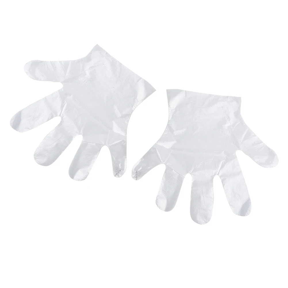 100Pcs Plastic Large Disposable Polyethylene Clear Gloves Food Dealing Cooking Cleaning Kitchen Restaurant BBQ Accessory