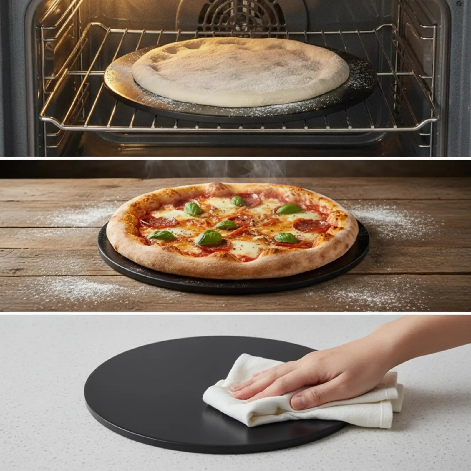 Pizza Baking Stone for Oven 33cm Round Cordierite Disc for Bread Cookie Crispy Pizza Base Heat Resistant