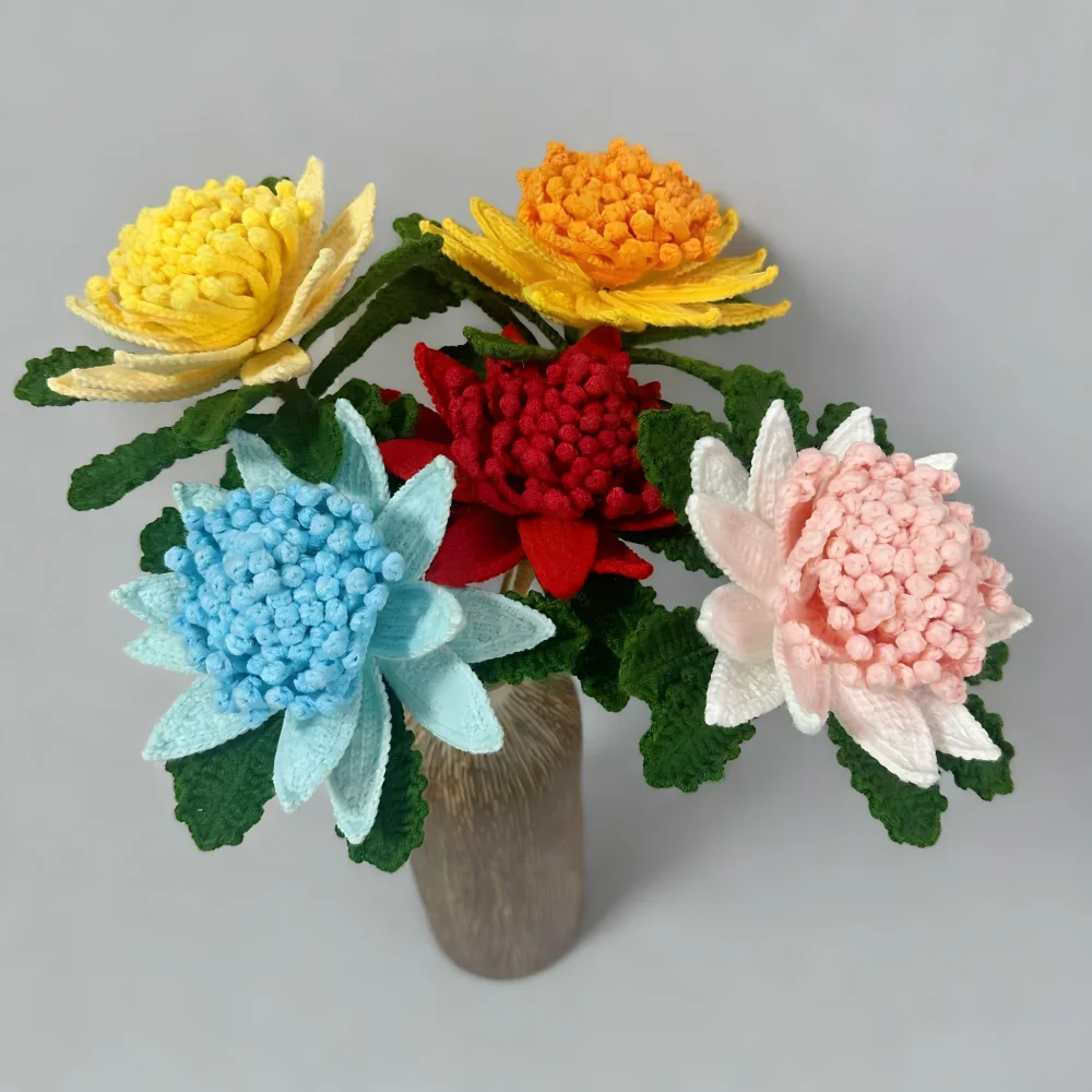 Flor de rey de ganchillo hecha a mano, flor de Dios marino, flor de simulación, decoración del hogar, flor de simulación, decoración de boda