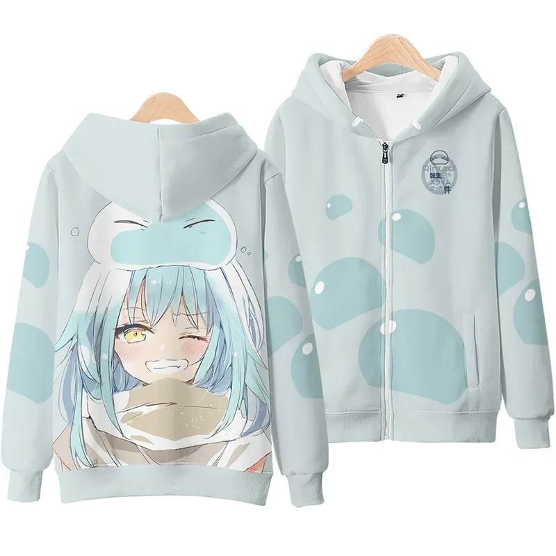 Anime That Time I Got Reincarnated As A Slime Rimuru Tempest Cosplay Costume Unisex 3D Hoodie Zipper Hooded Sweatshirt Outerwear