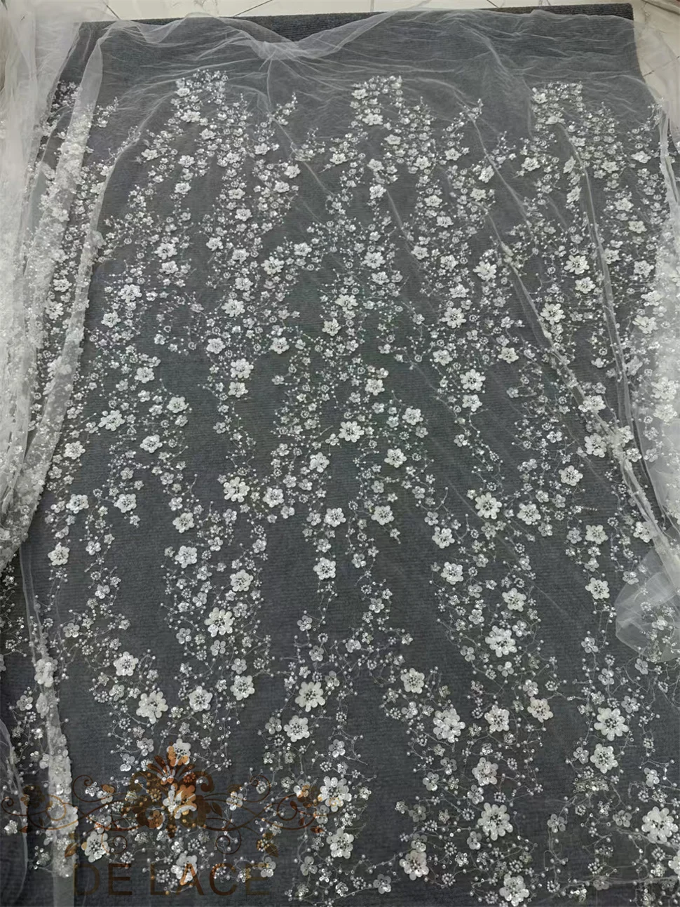 

MY Роскошные блестящие блестки Кружева Мягкая свадебная кружевная ткань Высокое качество Цветочный узор Свадебные платья Кружевная ткань