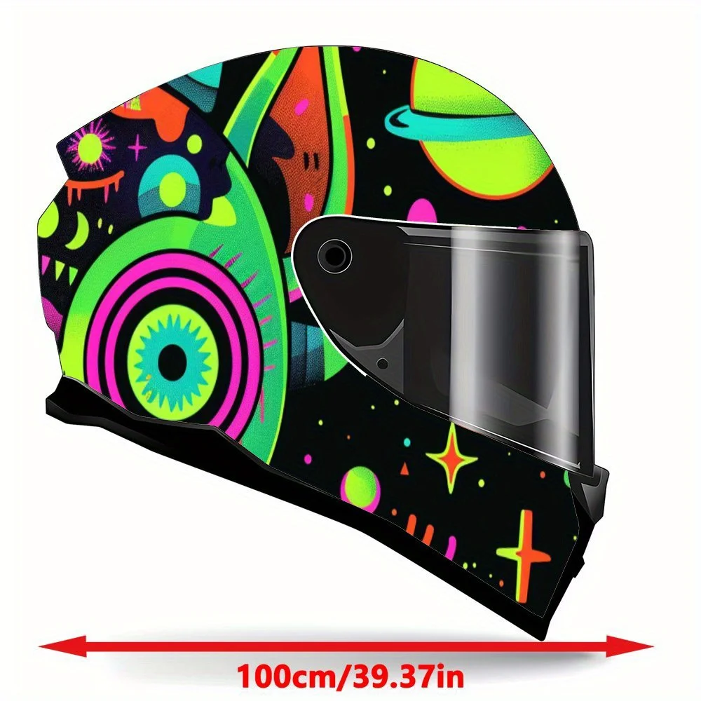 Interstellar Cute Monster Full Face Helmet Vinyl Wrap Sticker, Waterproof Scratch-Resistant Self-Adhesive PVC Decals, Artistic A