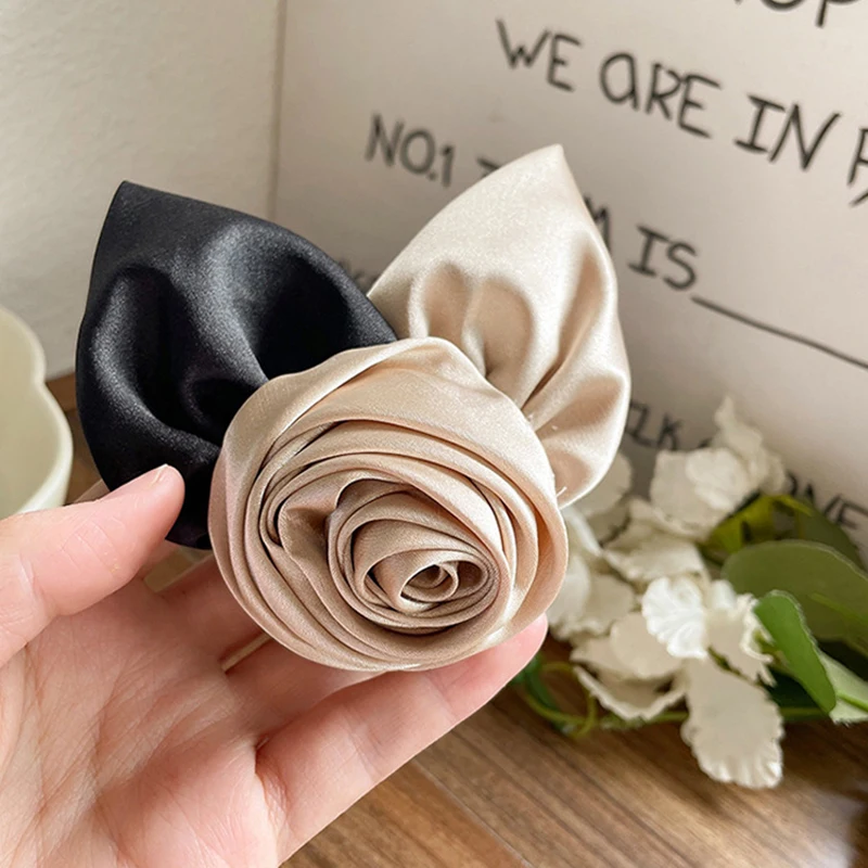 New Ribbon Bow Hairpin for Women Girls Camellia Hairclip Retro Headdress Bow Hairgrips Back Head Party Vintage Hair Accessories